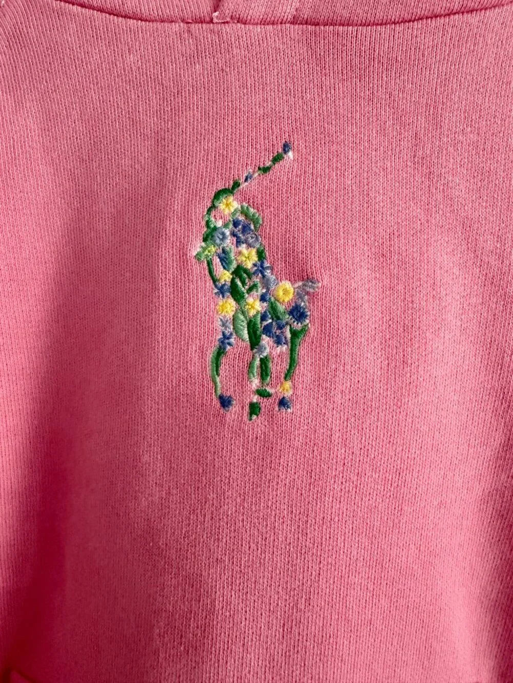 Polo Ralph Lauren Pink Floral Big Pony Hoodie Sweatshirt Girls M 8-10